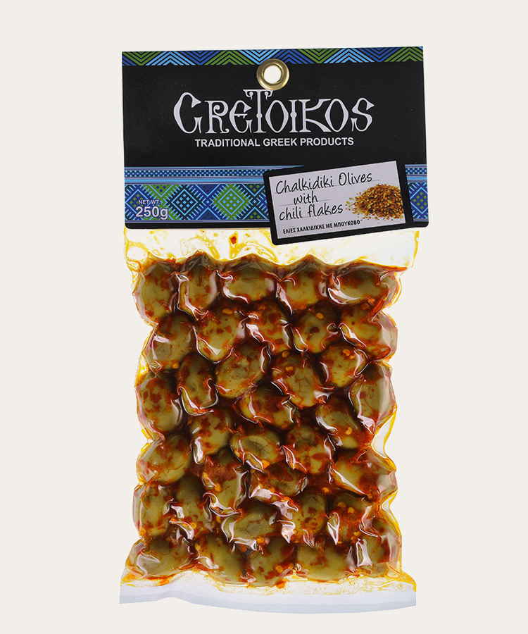 Chalkidiki olives with chili flakes 250gr