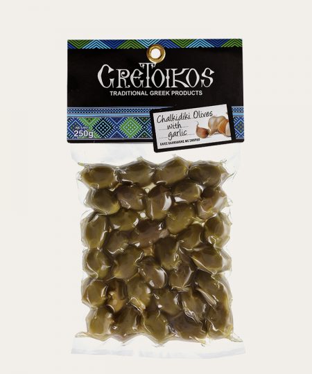 Chalkidiki olives with garlic 250gr