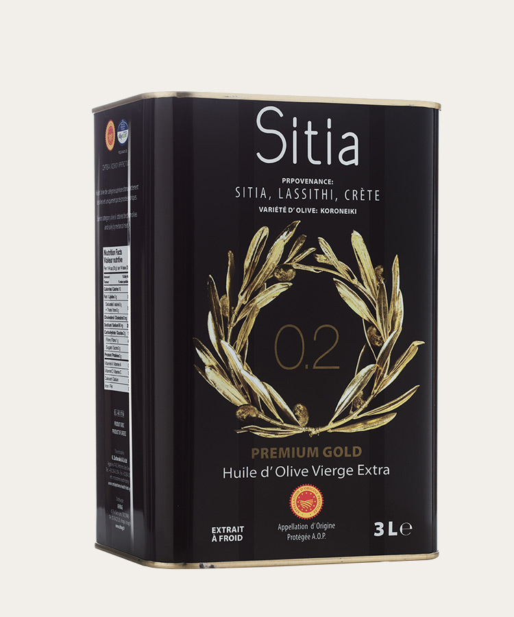 Huile d'olive extra vierge Sitia AOP 0,2% bidon 3lt